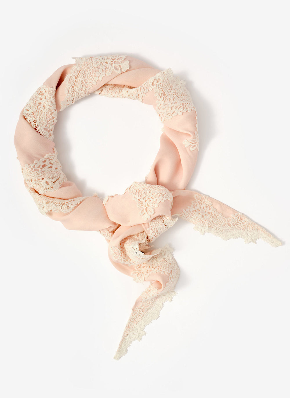 Pink Lace Trim Scarf