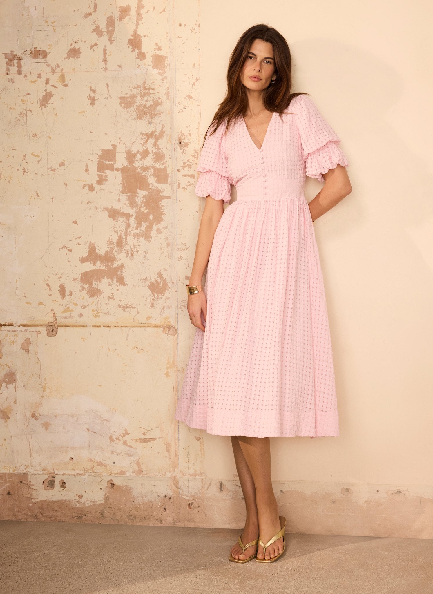 Pink Checked Midi Dress – Mint Velvet
