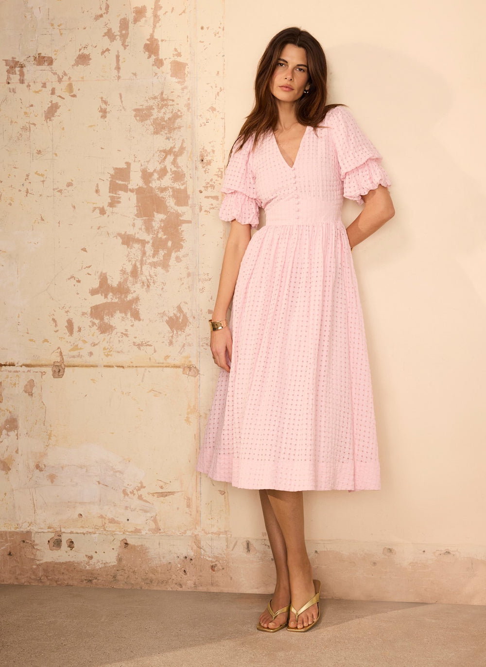Pink Checked Midi Dress – Mint Velvet