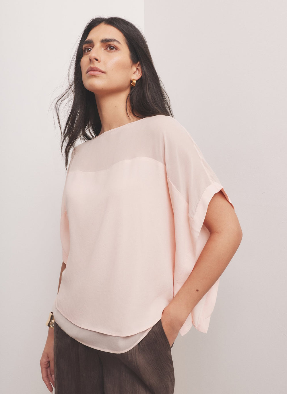Pink Sheer Panel Top