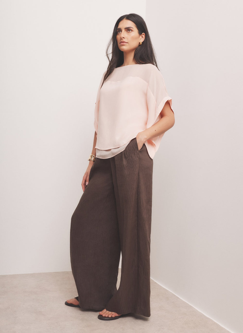 Pink Sheer Panel Top