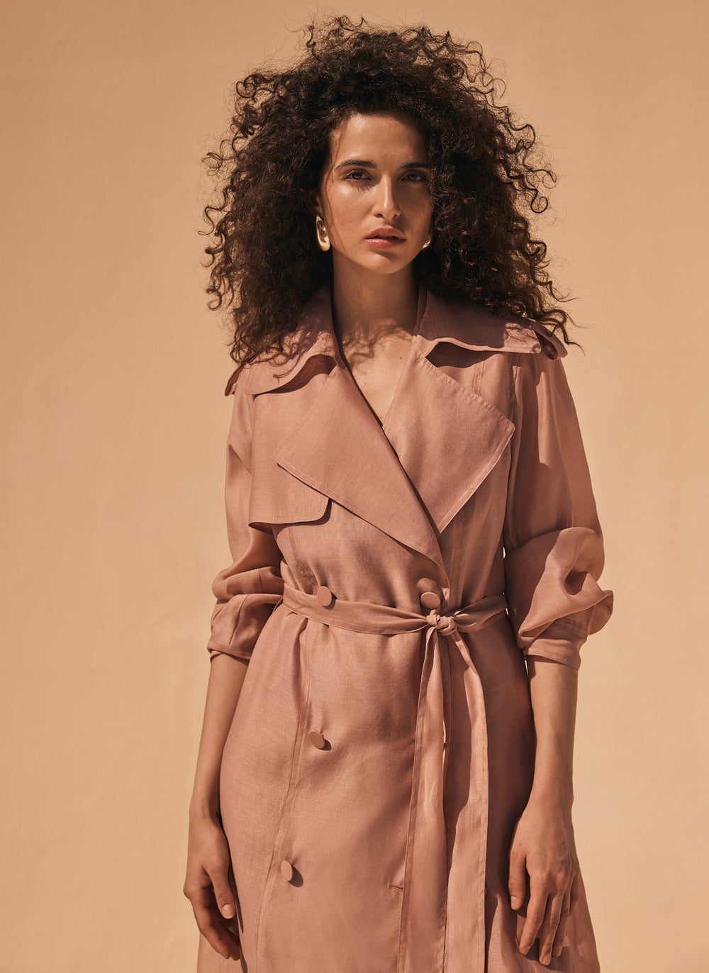 Pink Sheer Organza Trench Coat