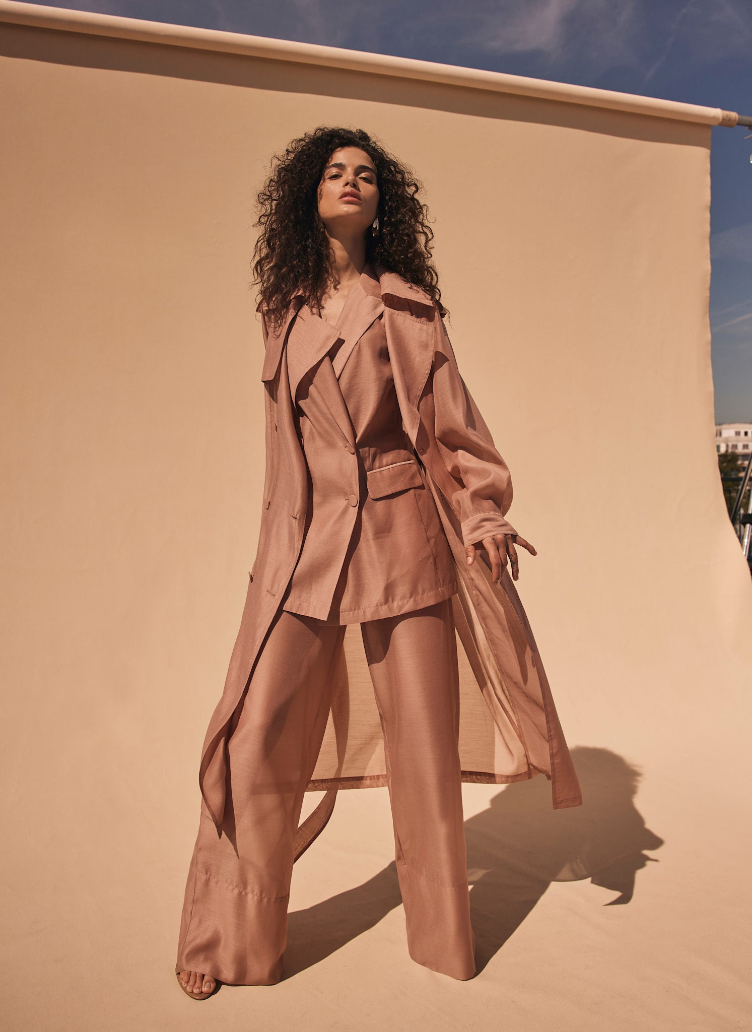 Black Sheer Sheer Organza Trench Coat Pink Sheer Organza Trench