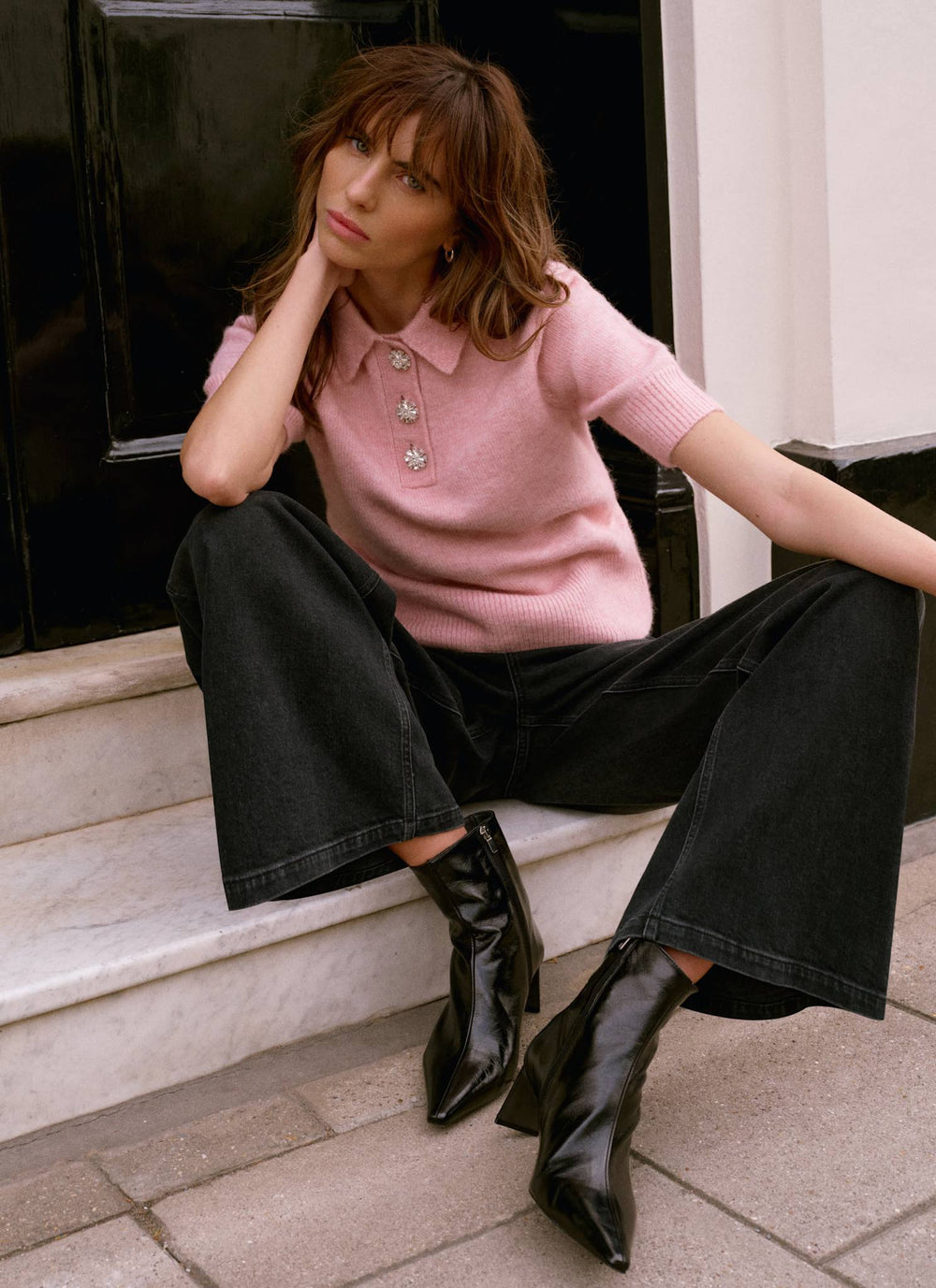 Pink Short Sleeve Knit Top