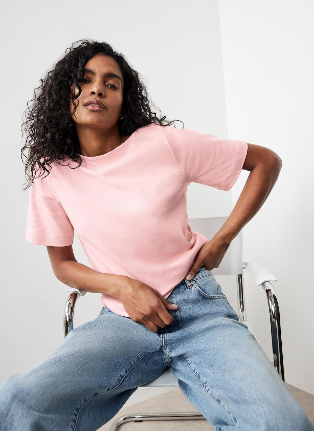 Pink Slash Neck T-Shirt