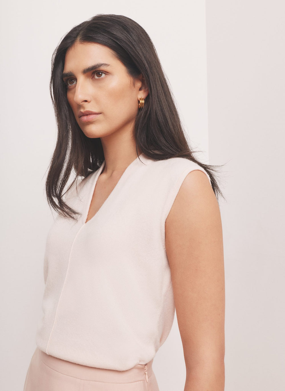 Pink Wool Blend Sleeveless Knit Top
