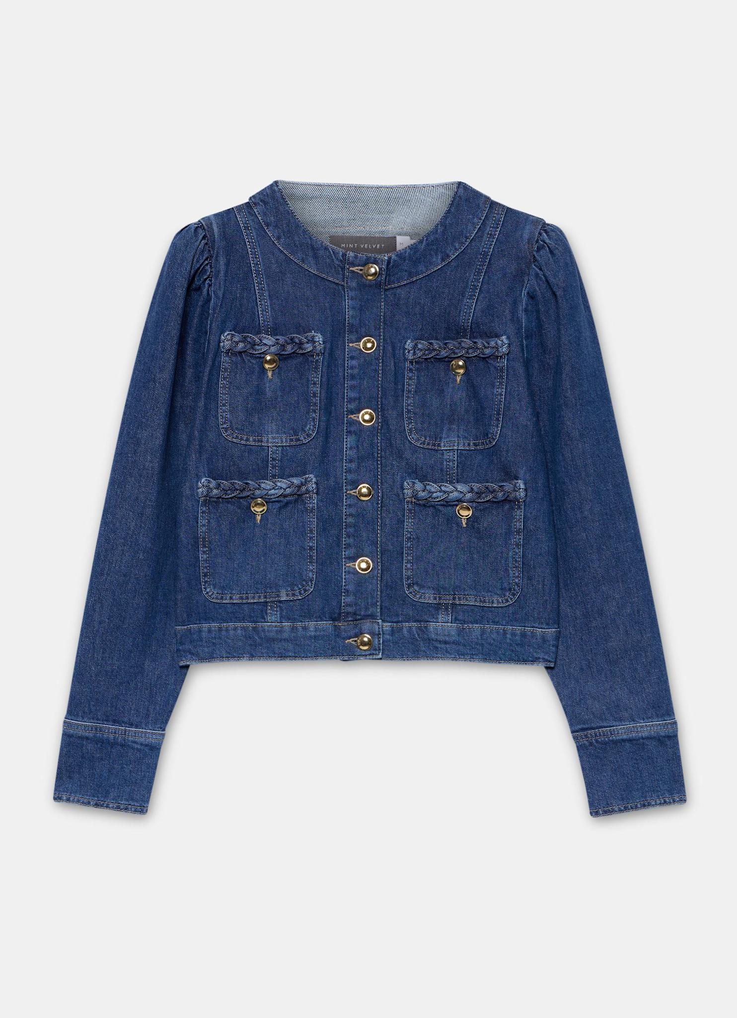 Indigo Plait Detail Denim Jacket – Mint Velvet