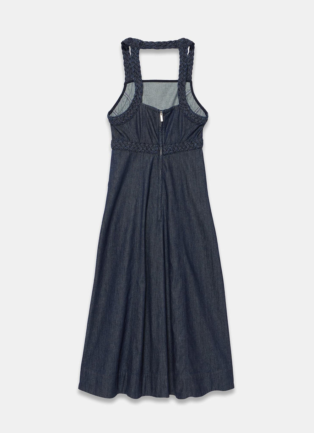 Mint Velvet Dark Blue Denim Halter Midi Dress | Size 02 | Blue | Sleeveless