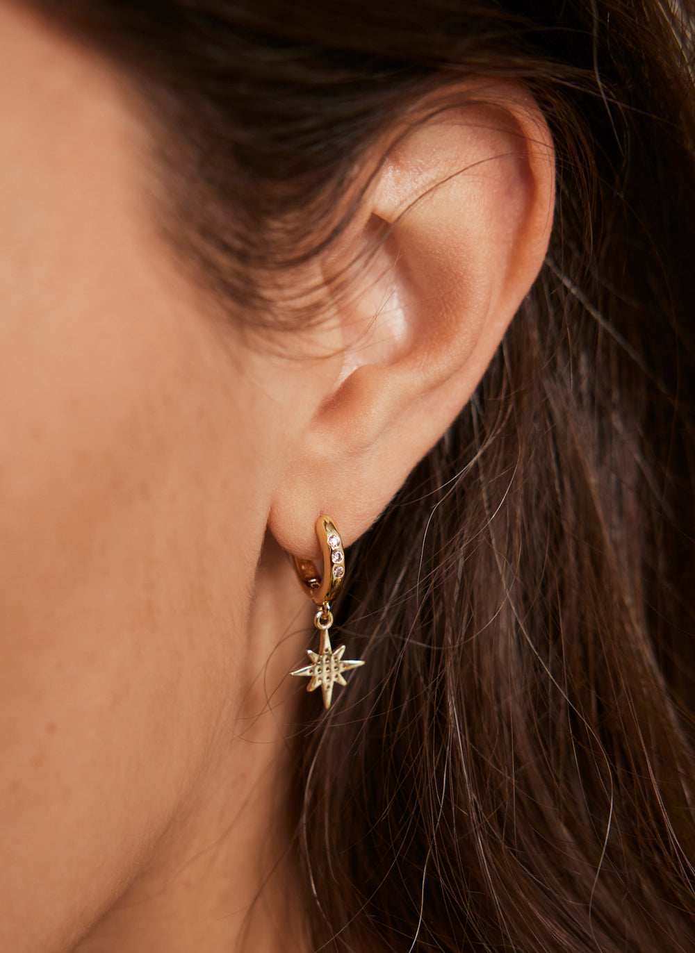 Gold Plated Star Hoop Earrings