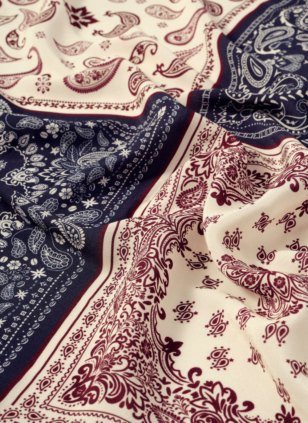 Navy Paisley Print Scarf