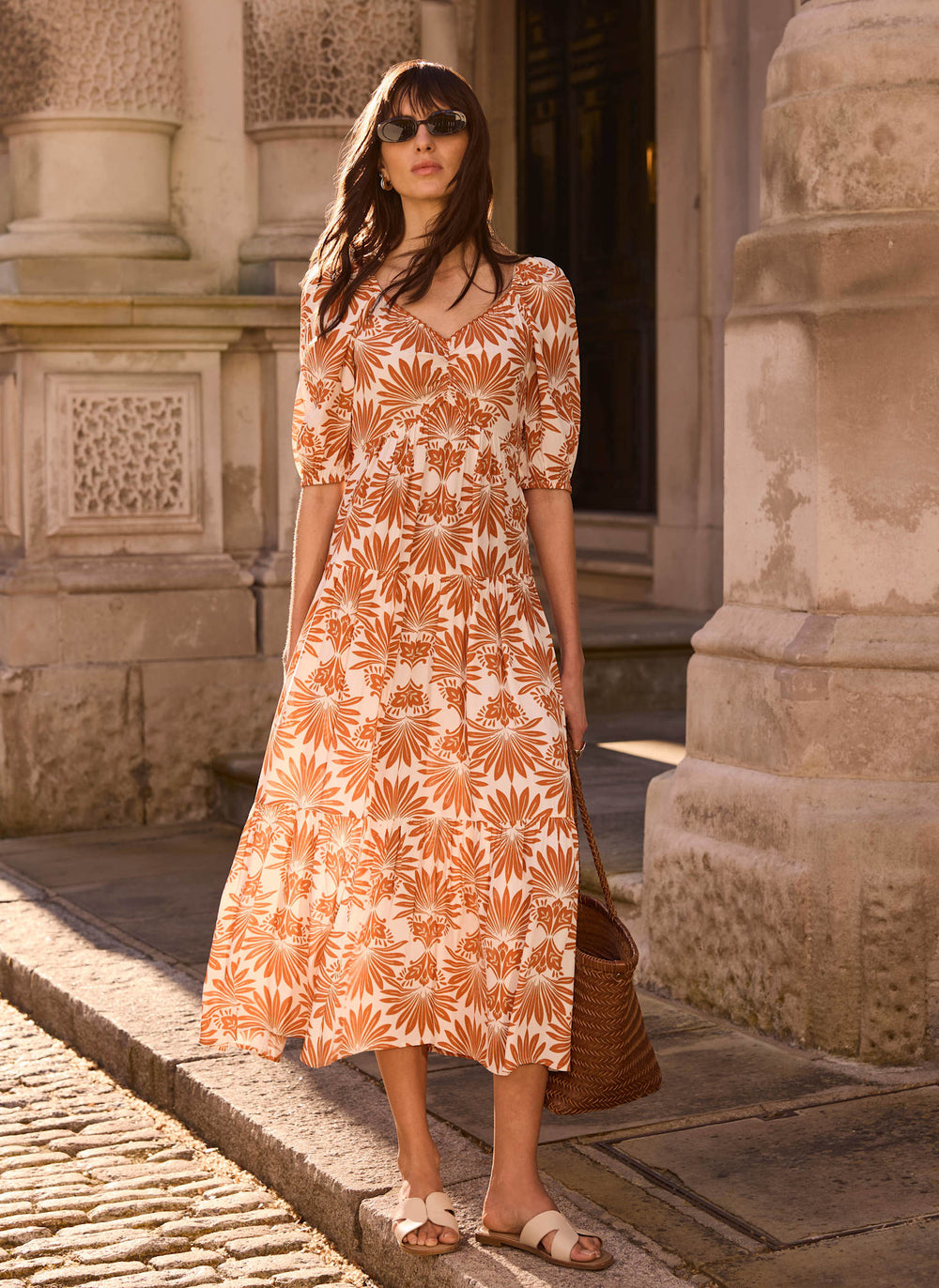 Orange Printed Maxi Dress