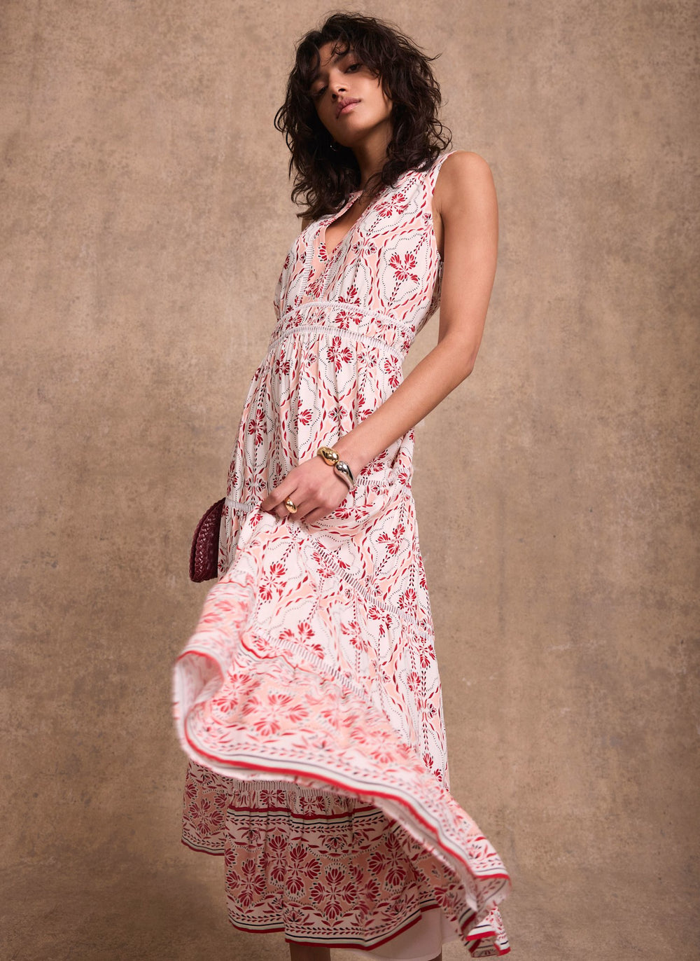 Pink Geo Print Maxi Dress