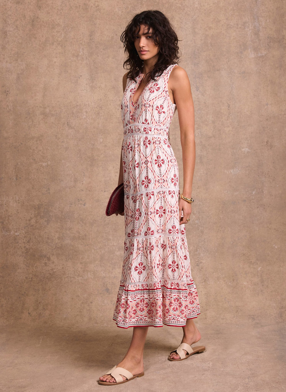 Pink Geo Print Maxi Dress