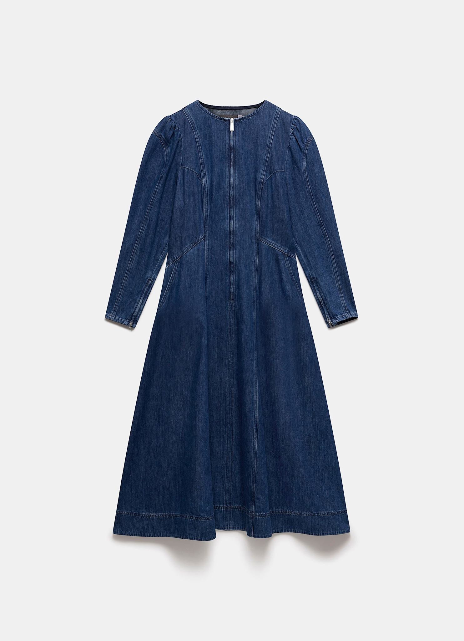 【美品】herlipto Eze Puff-Sleeve Denim Dress Eze Puff-Sleeve Denim Dress Herlipto Sサイズ デニムワンピース