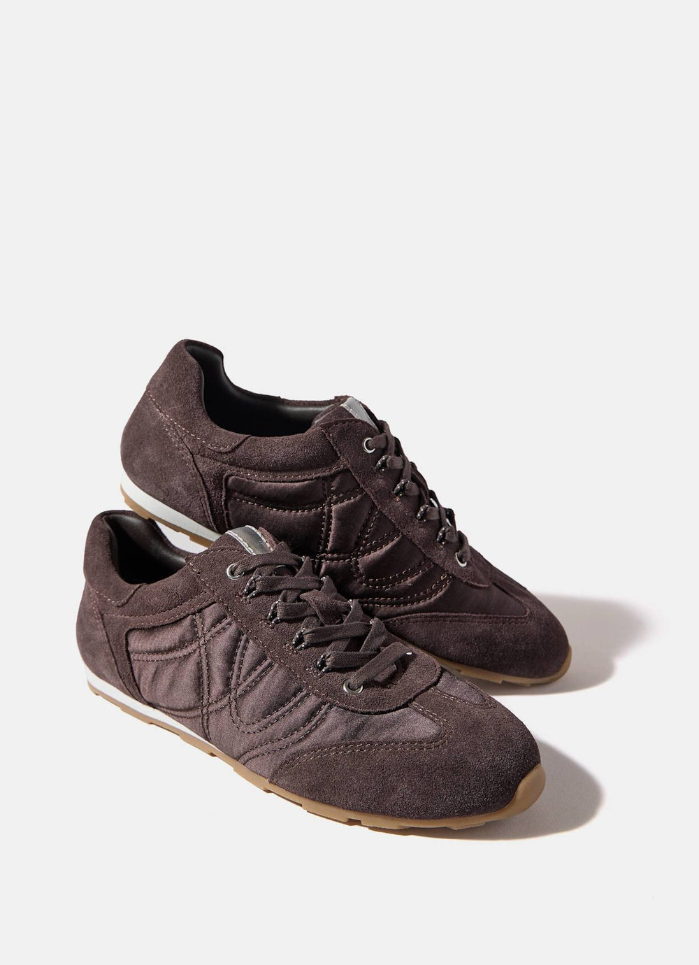 Rach Brown Suede Quilted Trainers