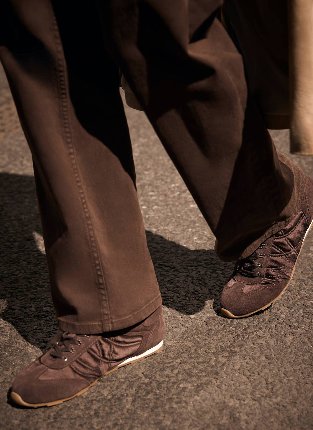 Rach Brown Suede Quilted Trainers