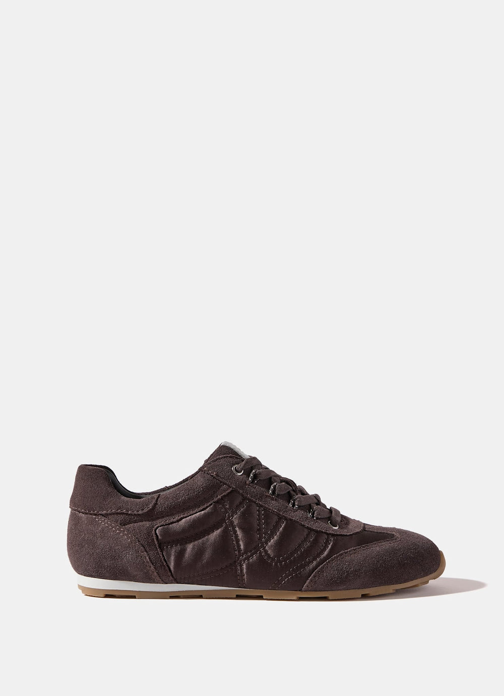 Rach Brown Suede Quilted Trainers