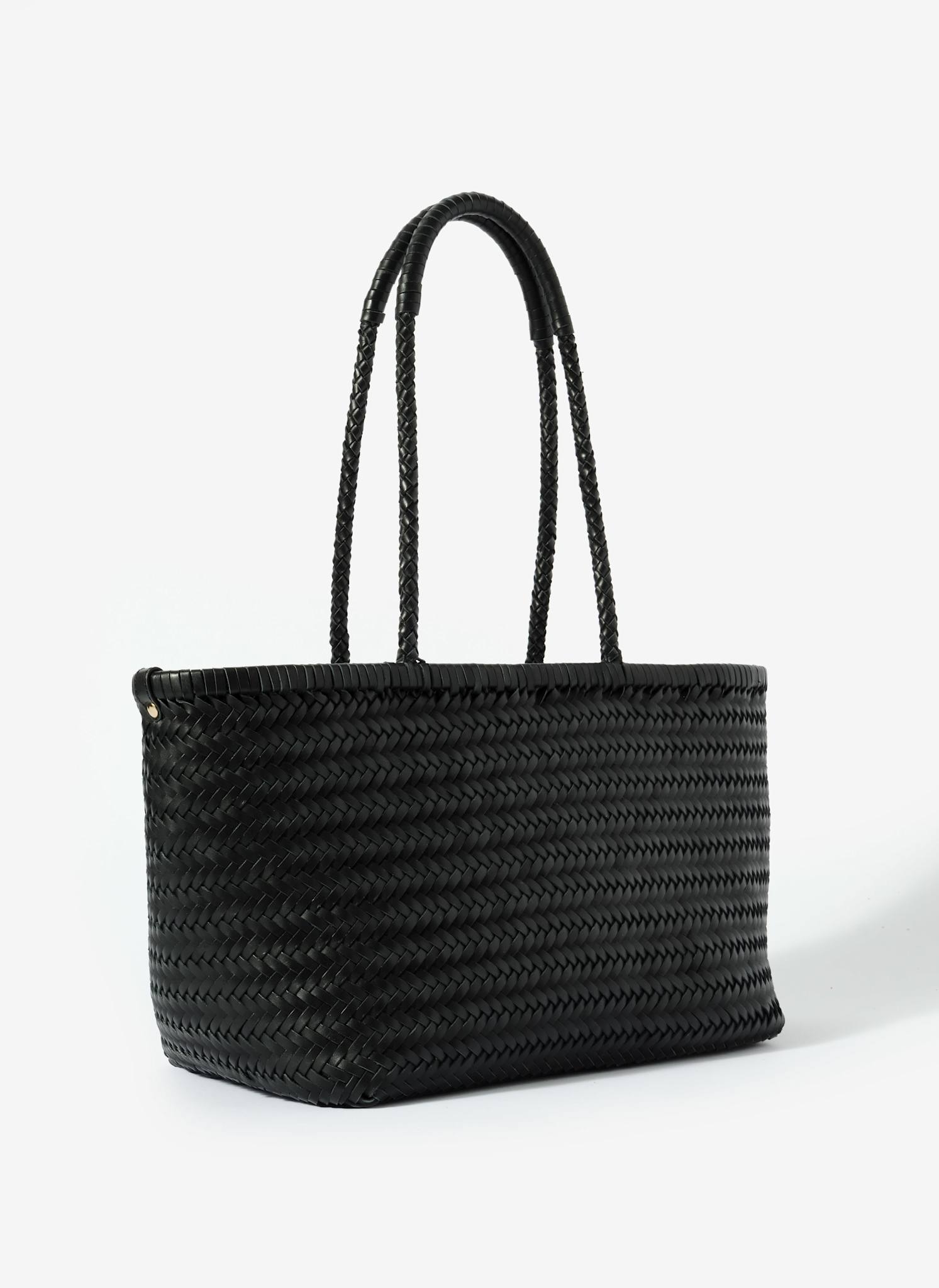 Rae Black Leather Woven Tote Bag – Mint Velvet