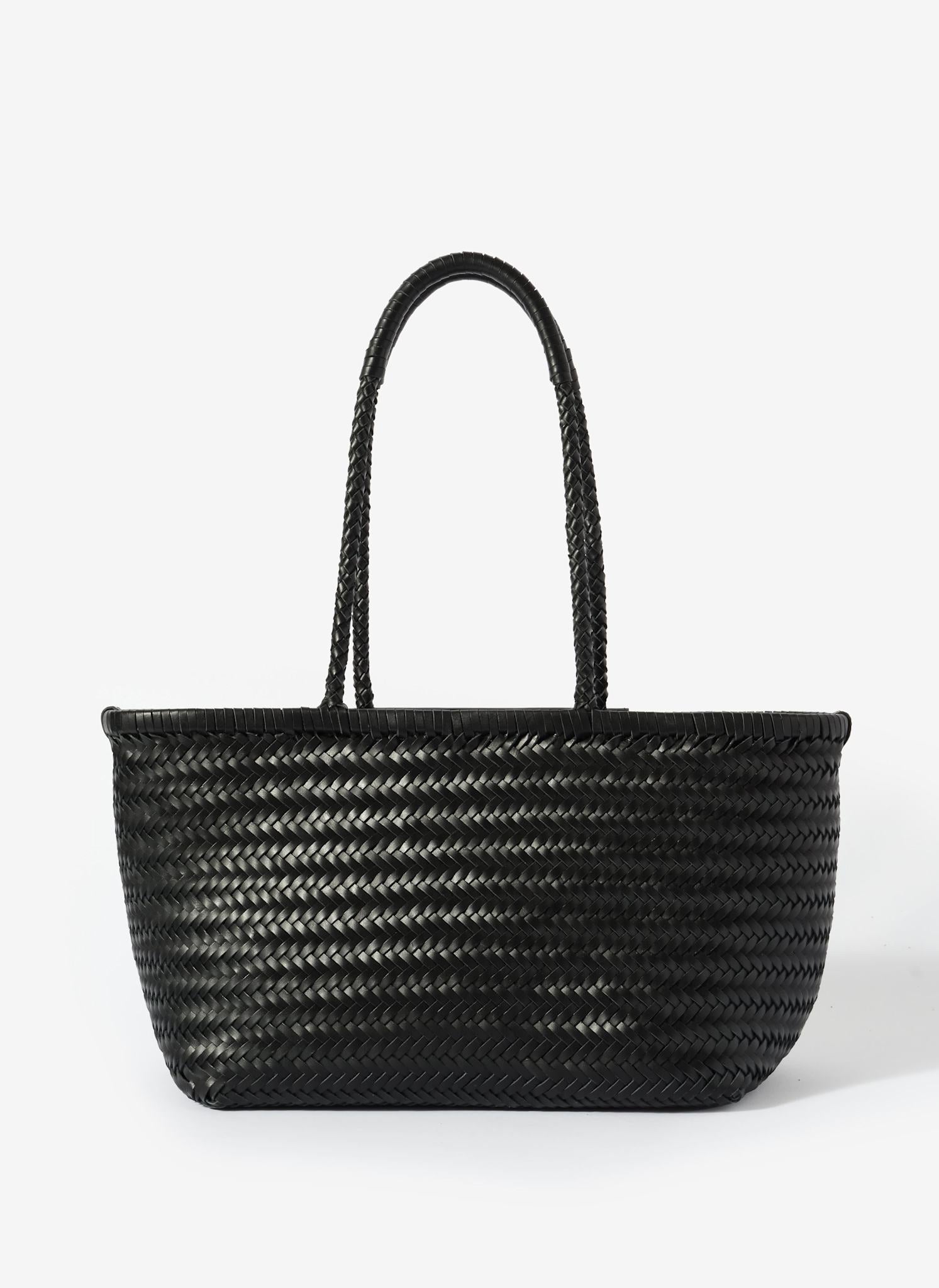 Rae Black Leather Woven Tote Bag – Mint Velvet