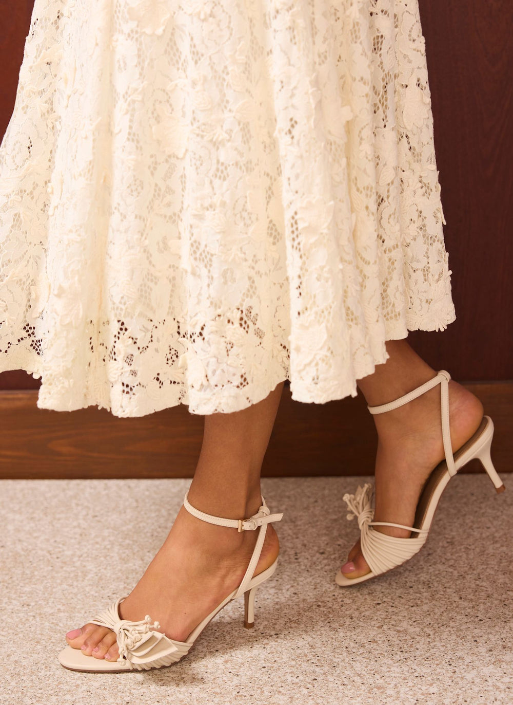 Rae Cream Leather Tassel Heeled Sandals