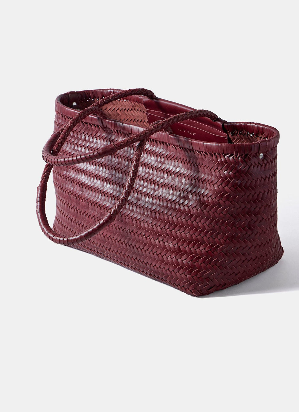 Rae Red Leather Woven Tote Bag