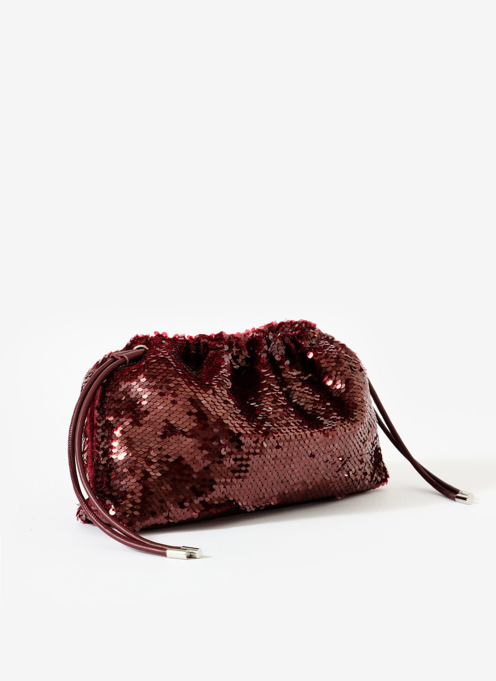 Raya Burgundy Sequin  Drawstring Bag