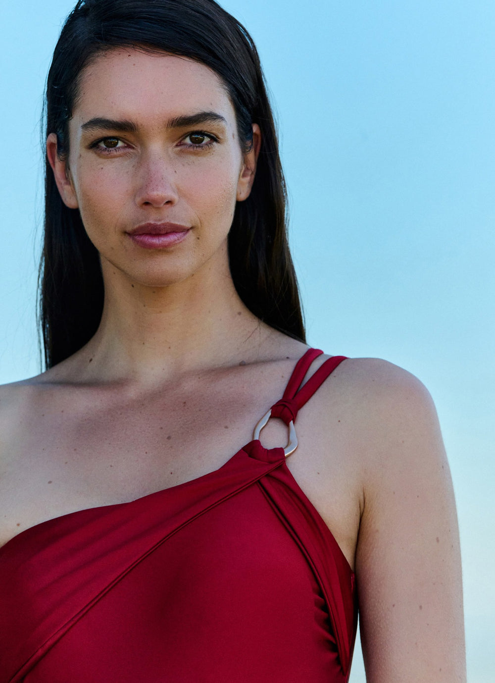 Red Asymmetric Swimsuit