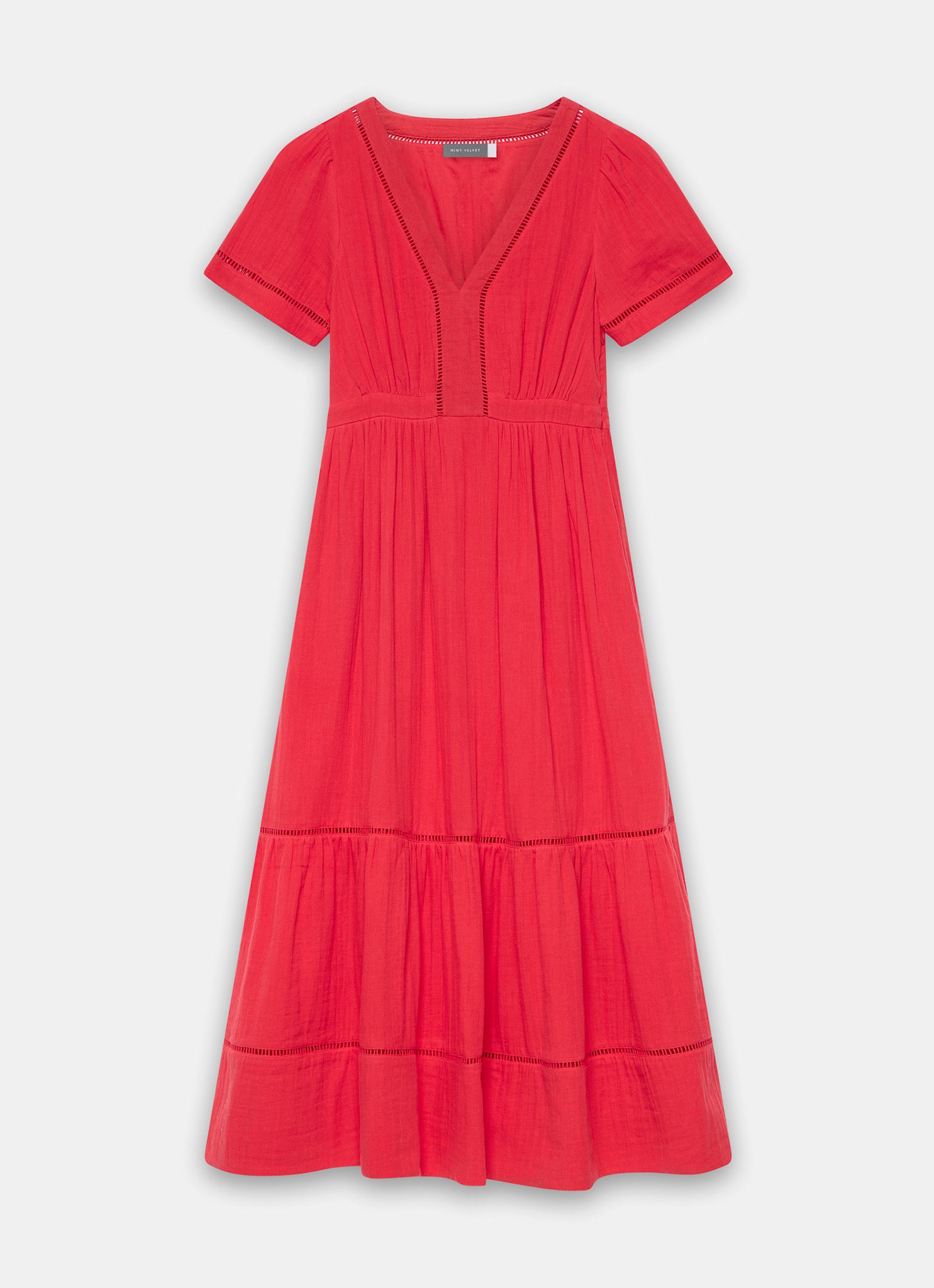 Red Cotton Cheesecloth Midi Dress – Mint Velvet