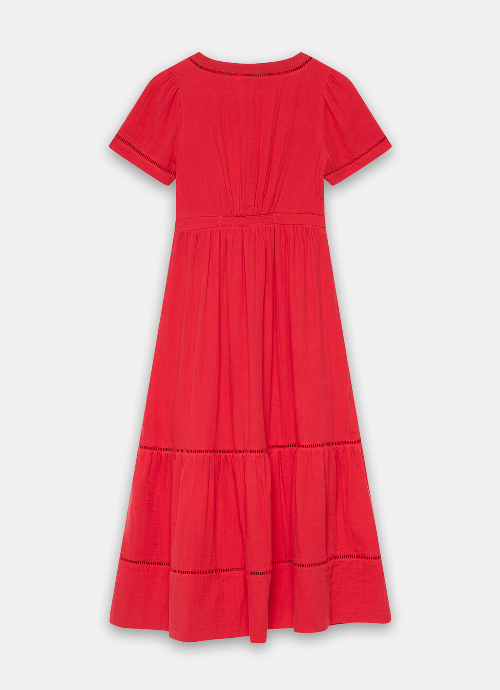 red cotton gauze dress Mint Velvet Women's Cotton Cheesecloth Midi Dress - Red