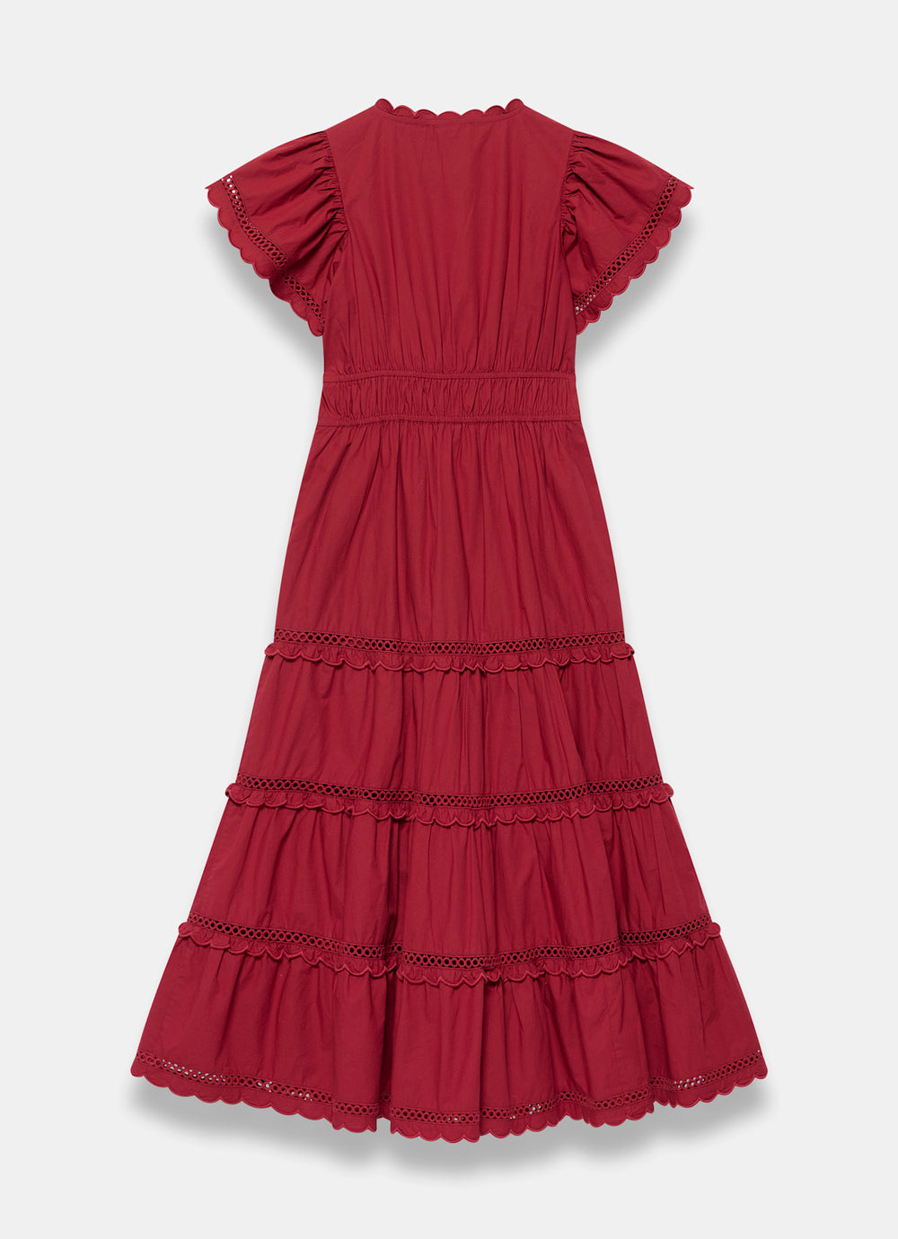 Red Cotton Ruffle Midi Dress – Mint Velvet
