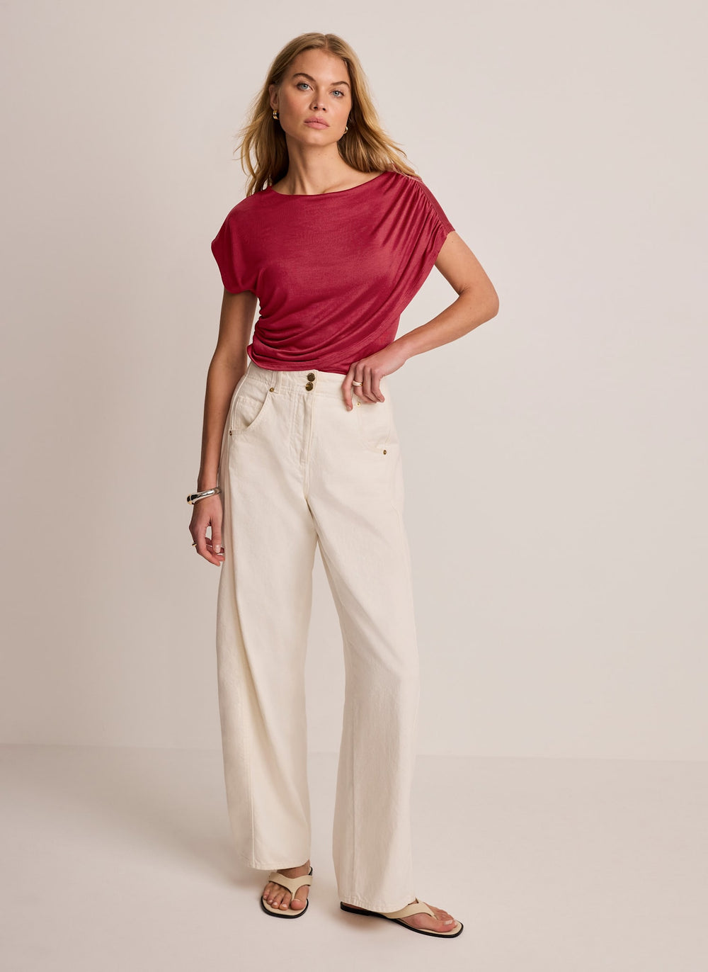 Red Drape Detail Top