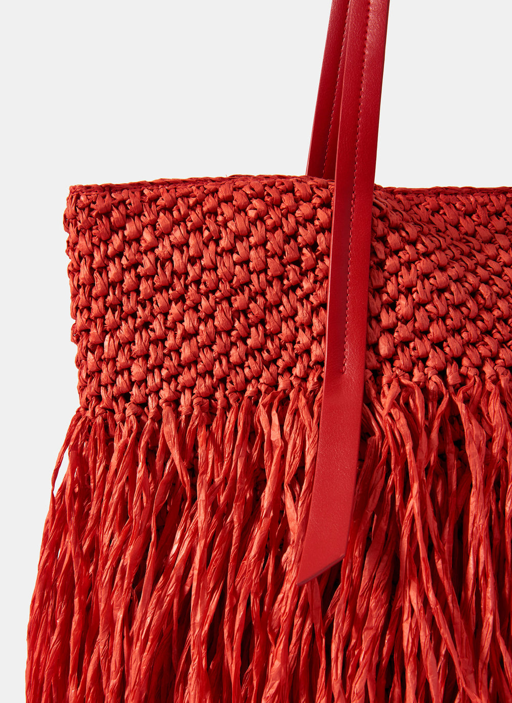 Red Fringe Straw Bag