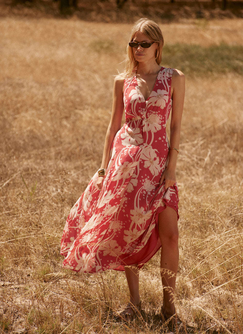 Red Floral Print Maxi Dress – Mint Velvet