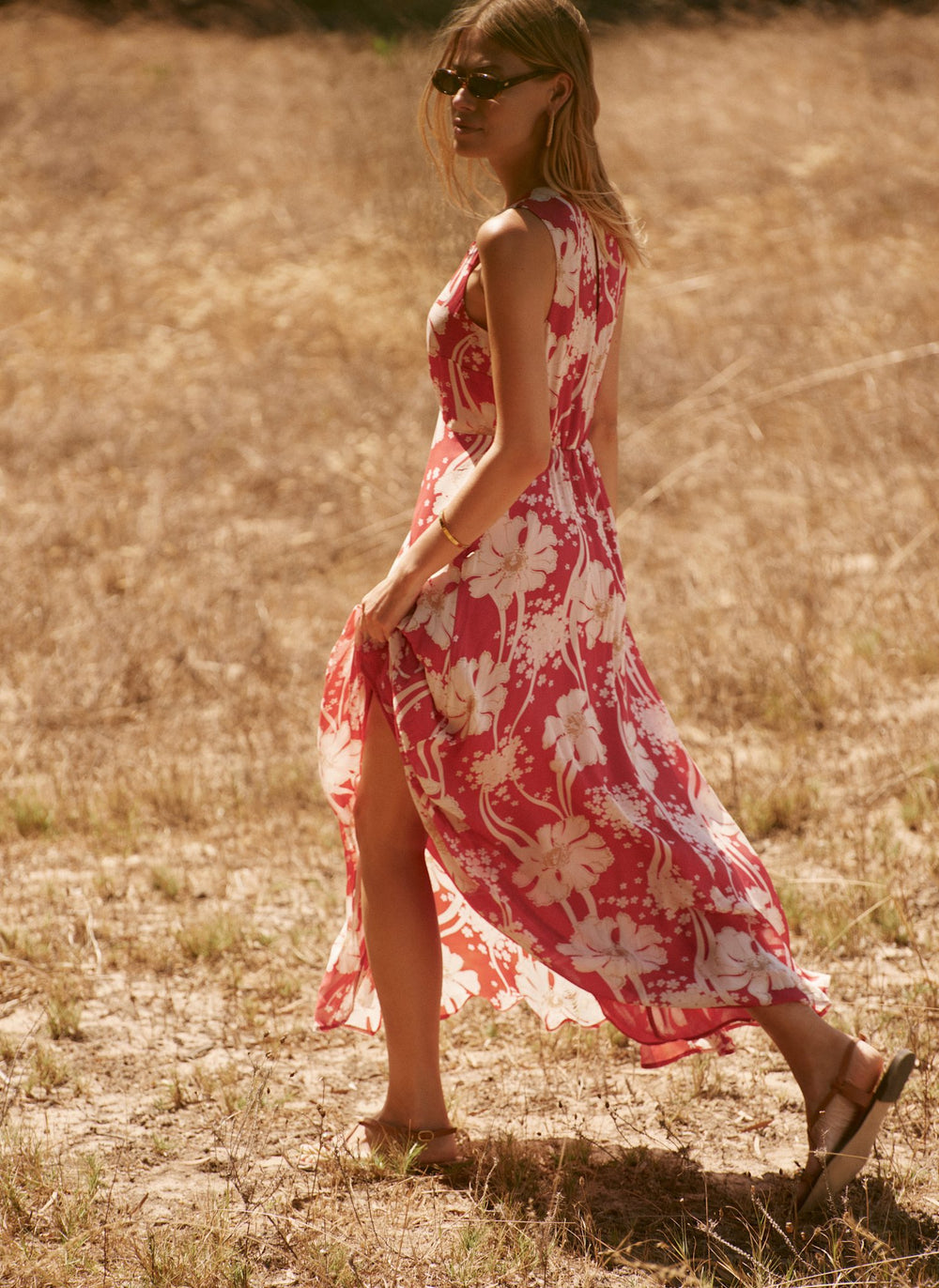 chinese dress ladies Red Floral Print Maxi Dress – Mint Velvet