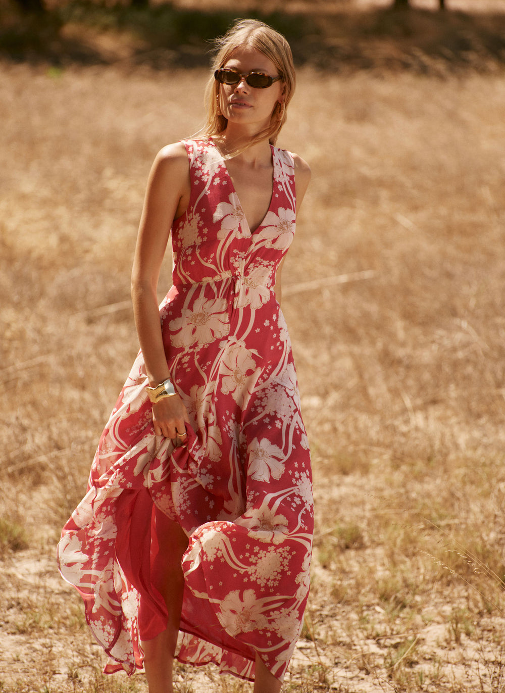 Red Floral Print Maxi Dress – Mint Velvet