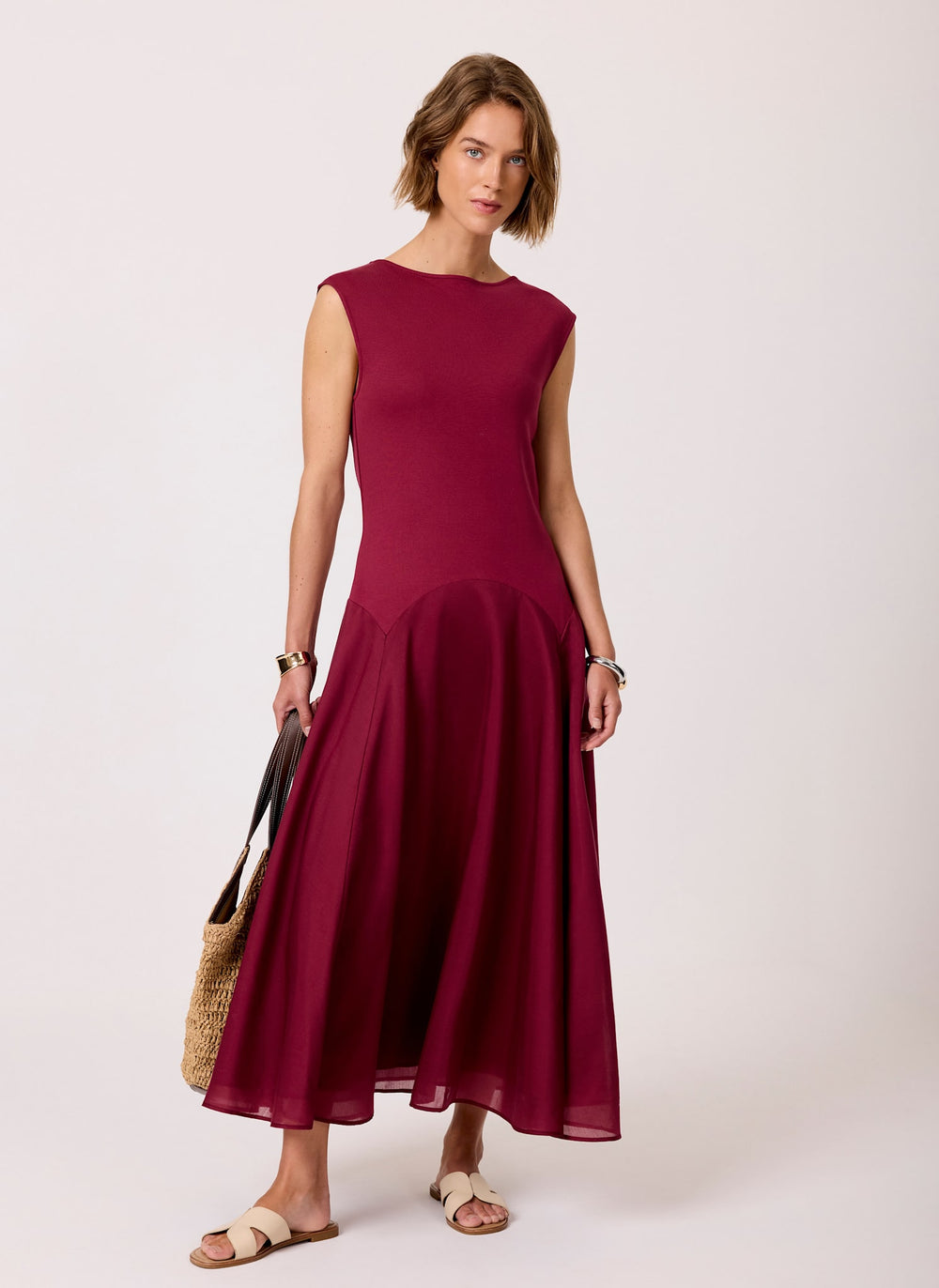 Red Sleeveless Midi Dress