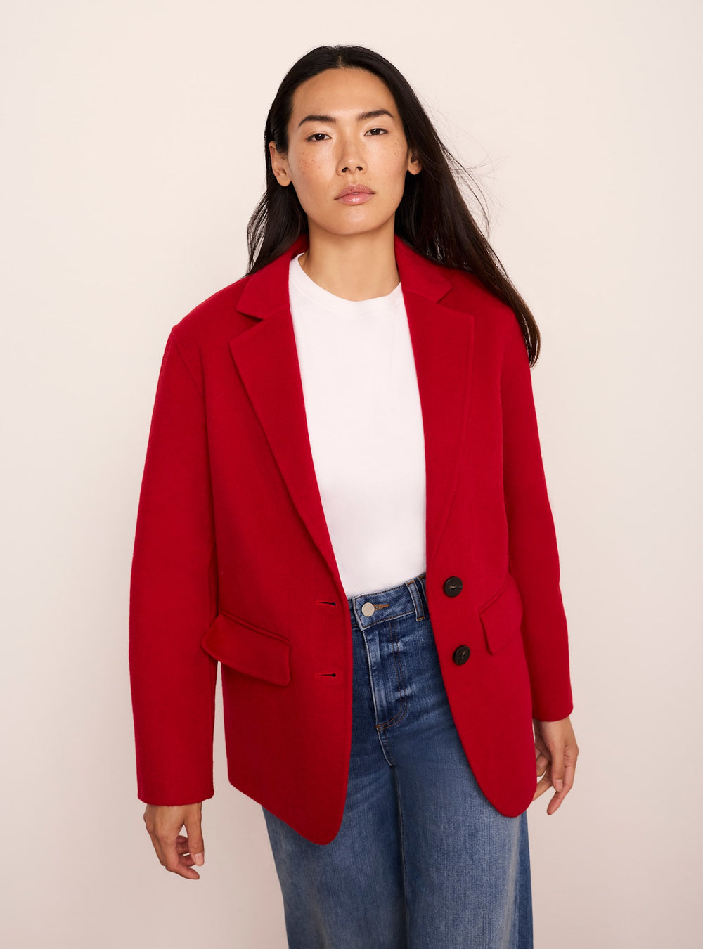 Red Single Breasted Hand Finished Blazer