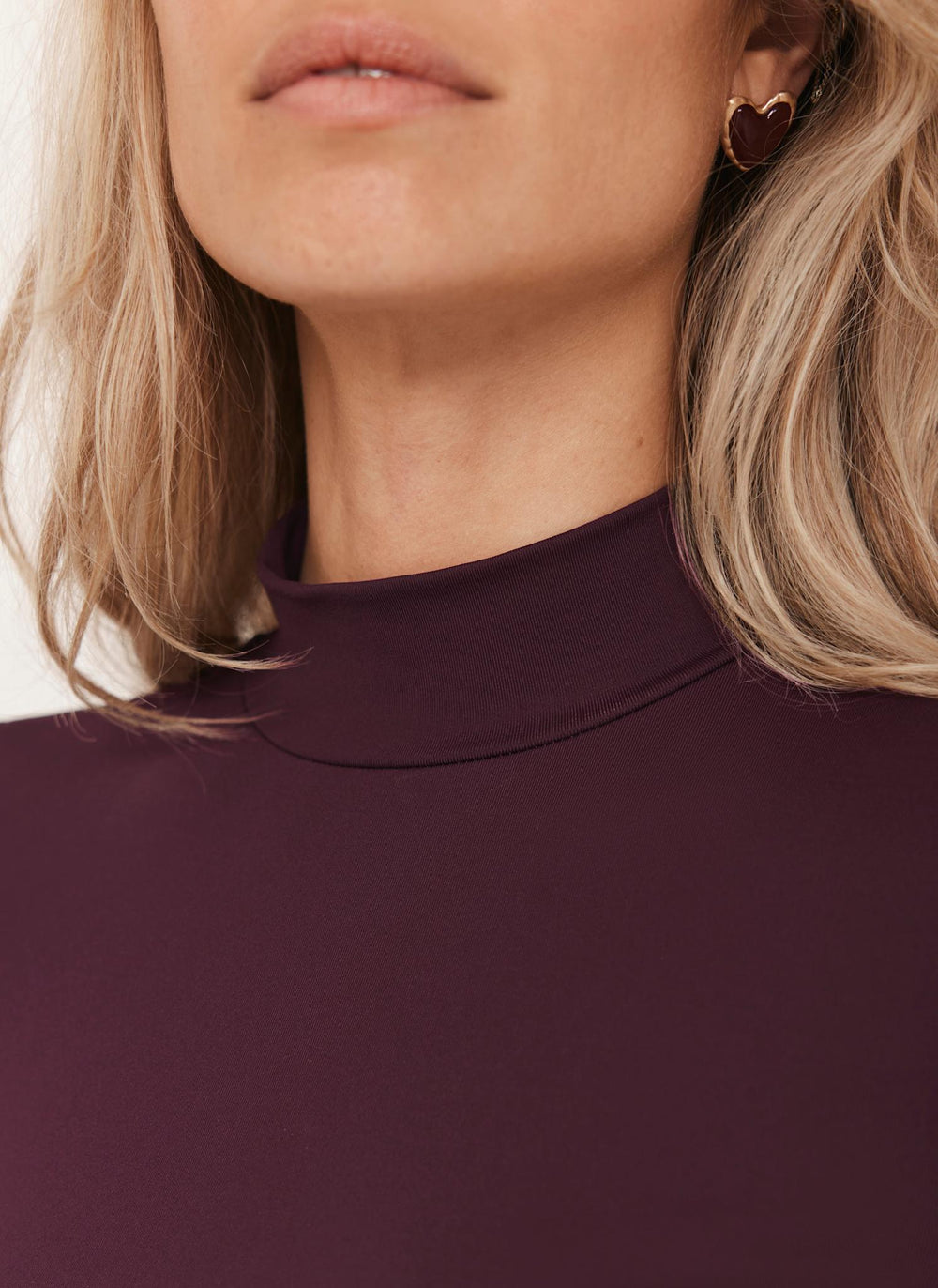 Burgundy High Neck Basic Top