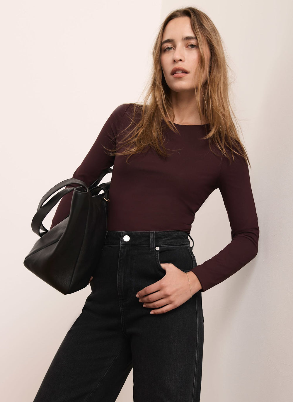 Burgundy Long Sleeve Layering Top