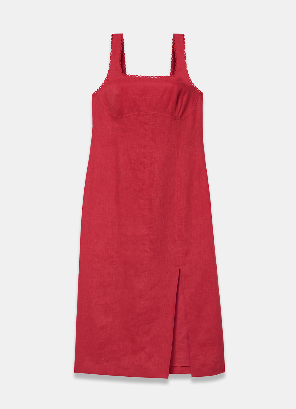Mint Velvet Red Beige Midi Dress | Size 14 | Red | Sleeveless
