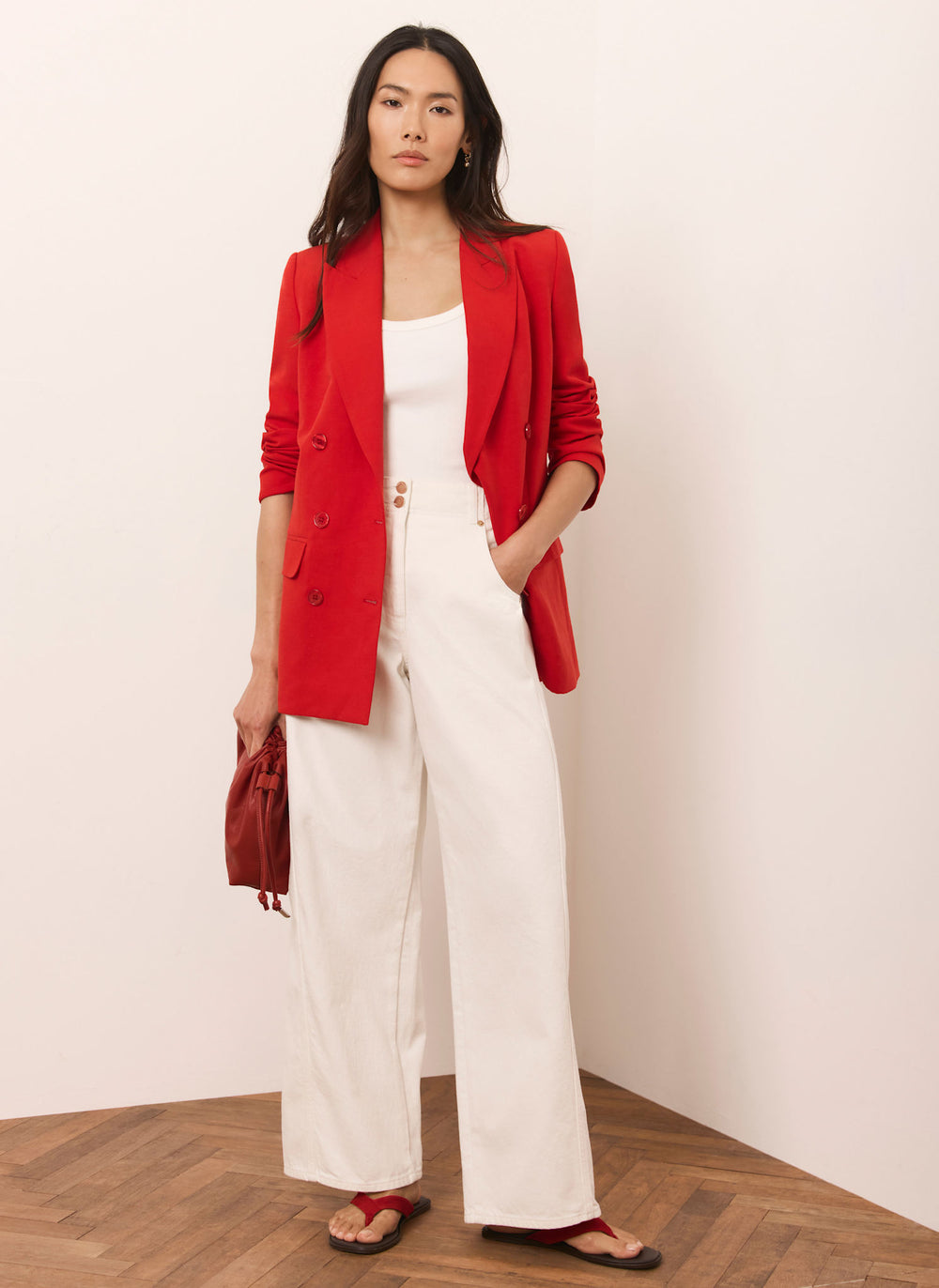 Red Double Breasted Blazer