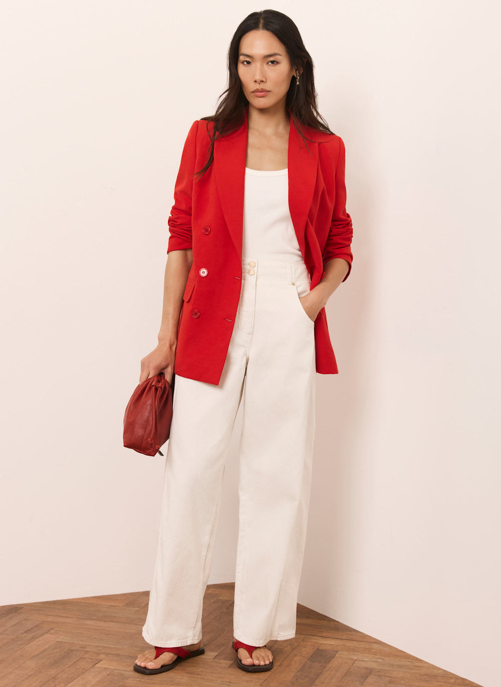 Red Double Breasted Blazer