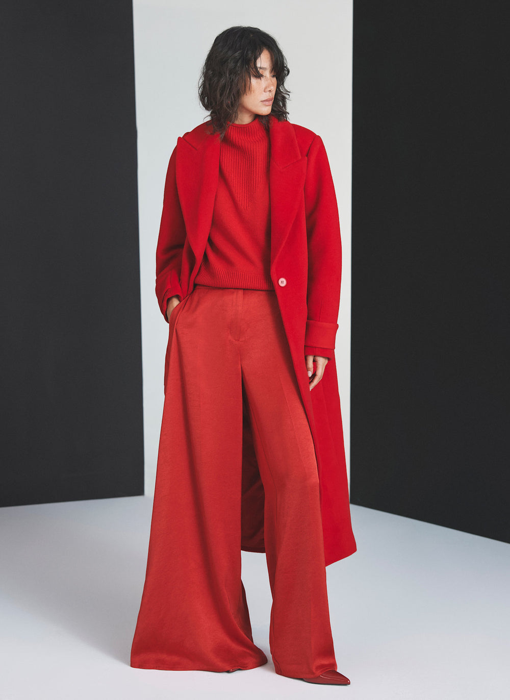 Red Wool Blend Maxi Coat