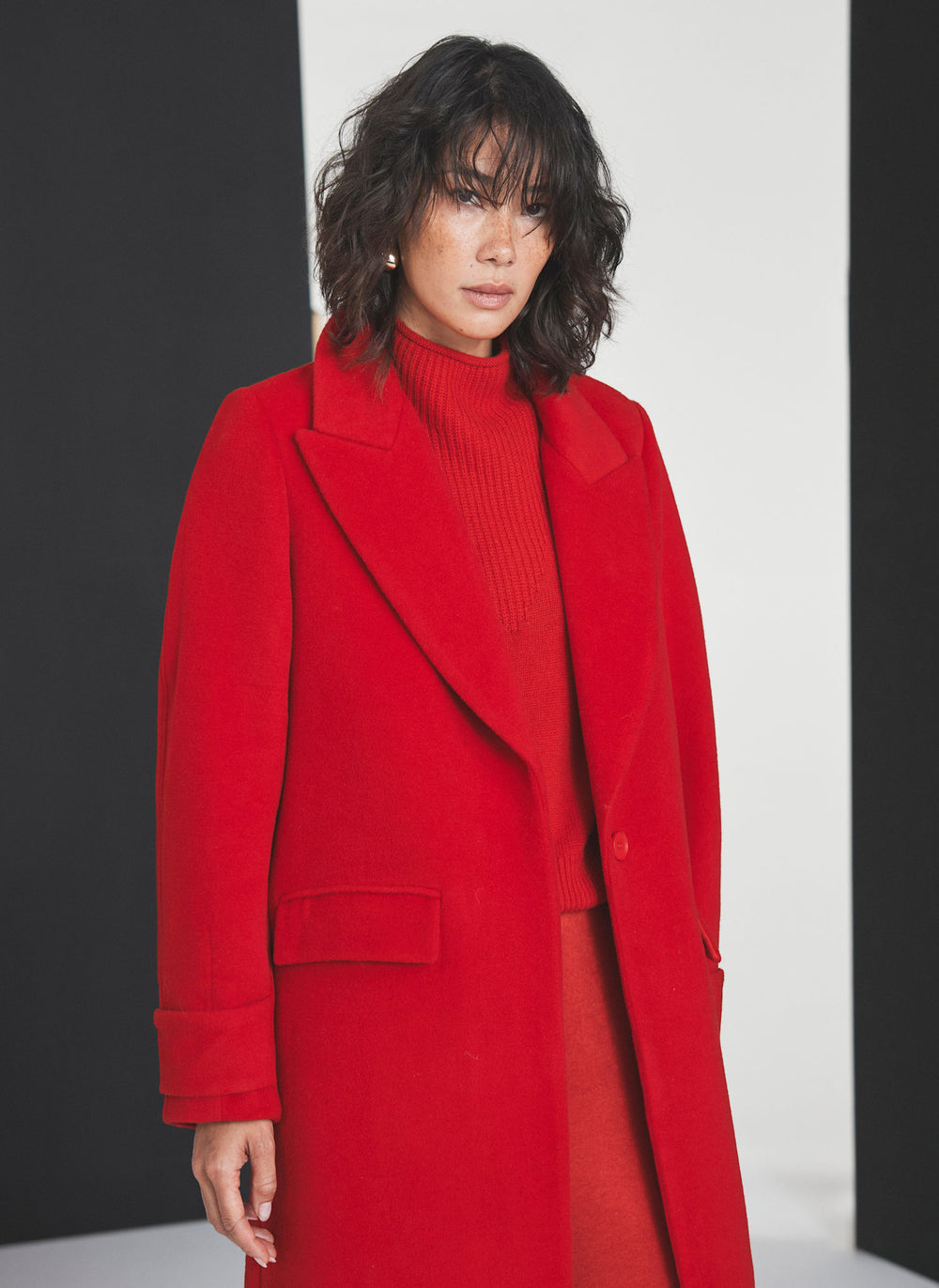 Red Wool Blend Maxi Coat
