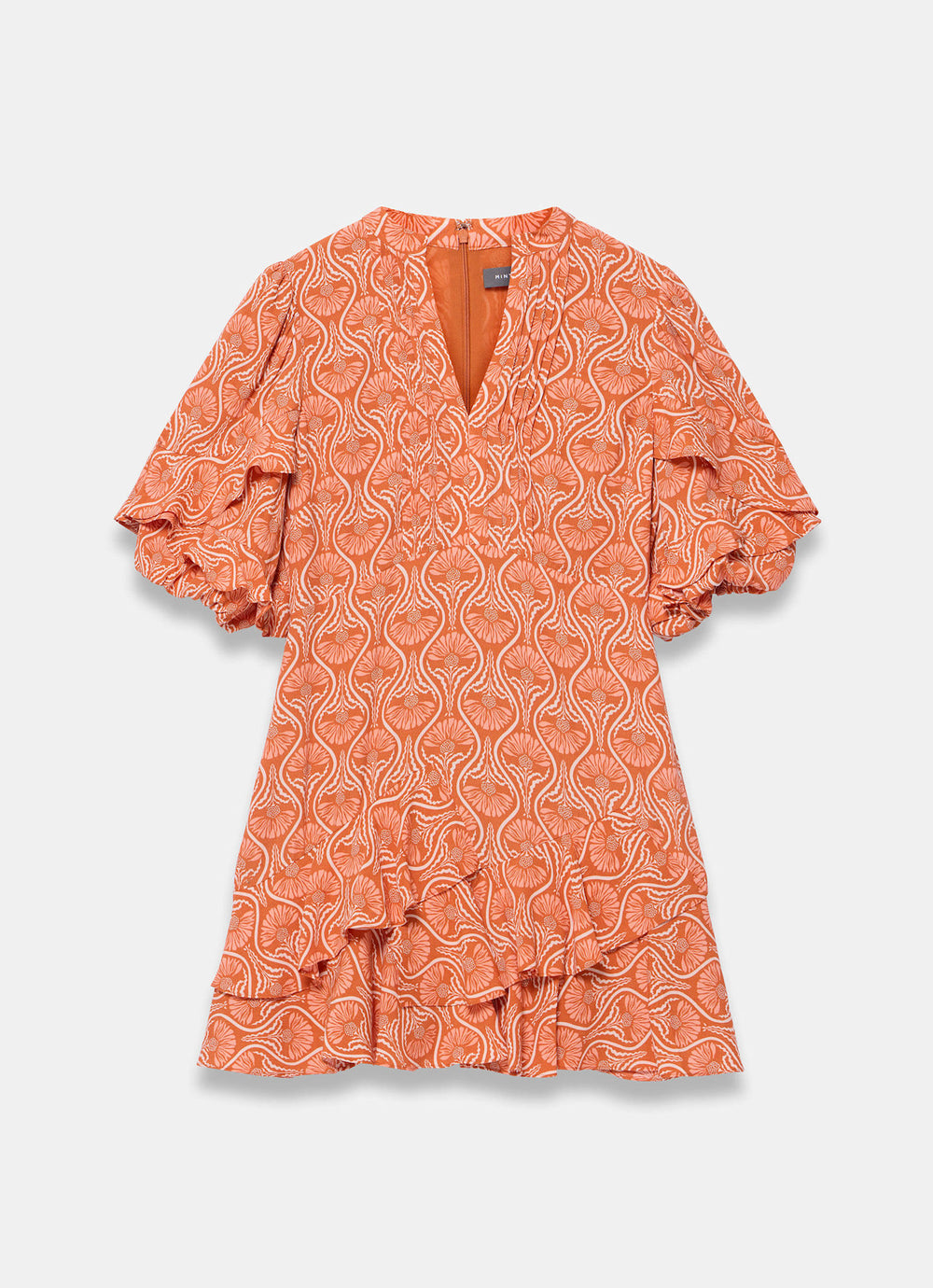 orange ruffle mini dress Veda Strappy Back Ruffle Mini Dress Floral Orange