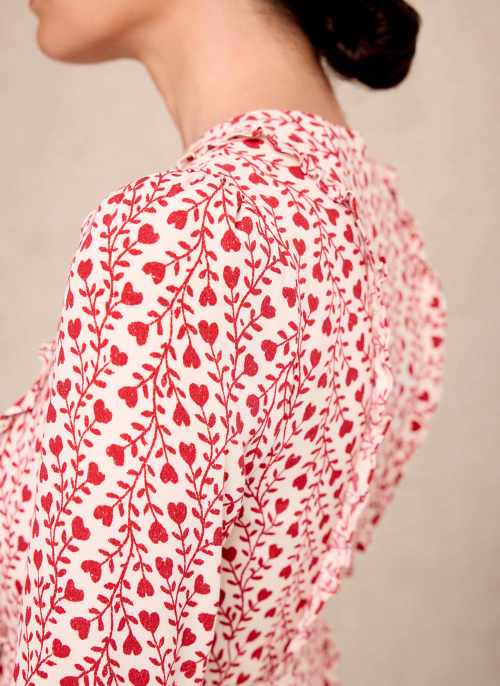 Red Print Ruffle Mini Dress