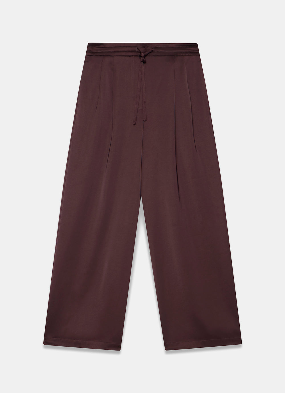Burgundy Satin Wide Leg Trousers