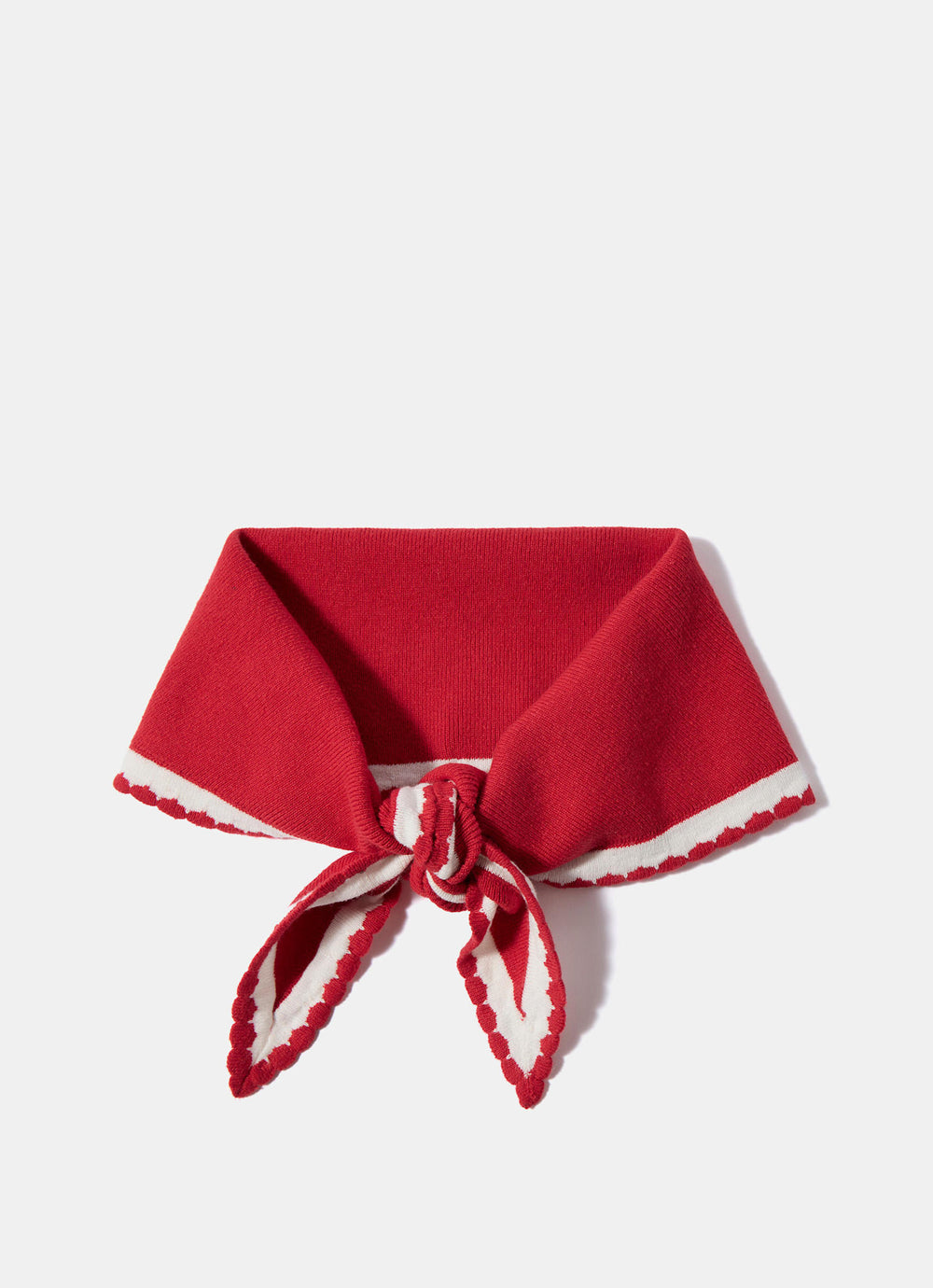 Red Scallop Edge Knit Scarf