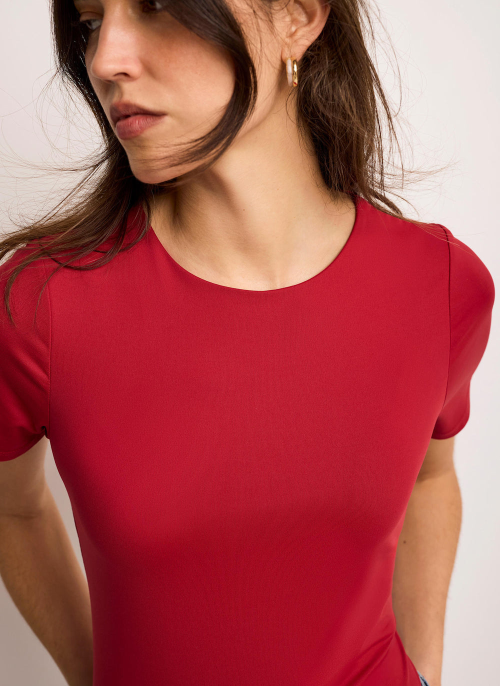 Red Short Sleeve Layering Top