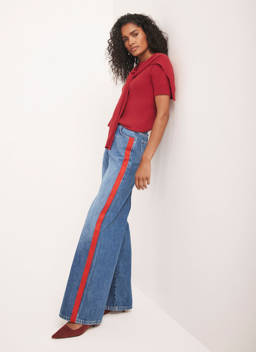 Indigo Side Stripe Wide Jeans – Mint Velvet